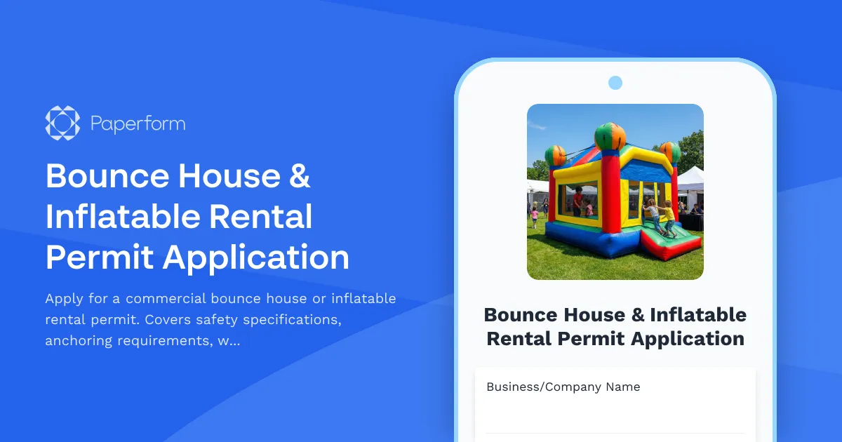 Bounce House & Inflatable Rental Permit Application