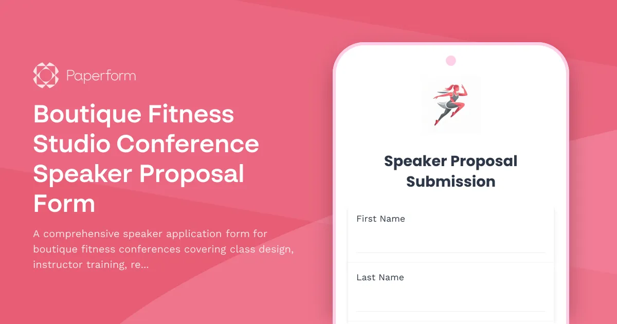 Boutique Fitness Studio Conference Speaker Proposal Form