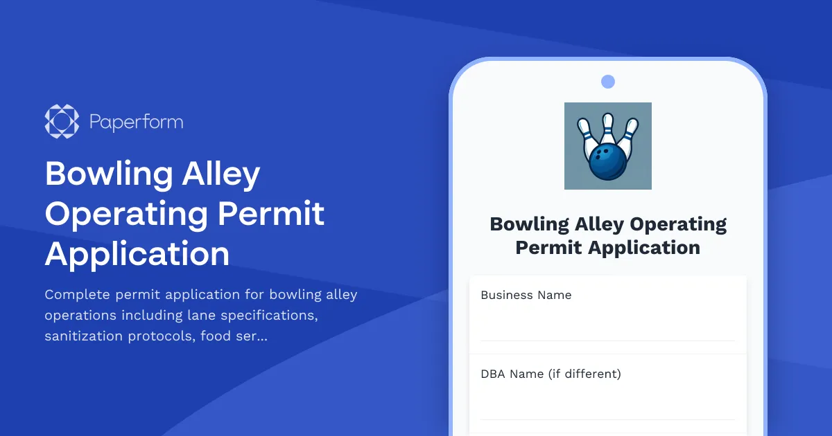 Bowling Alley Operating Permit Application