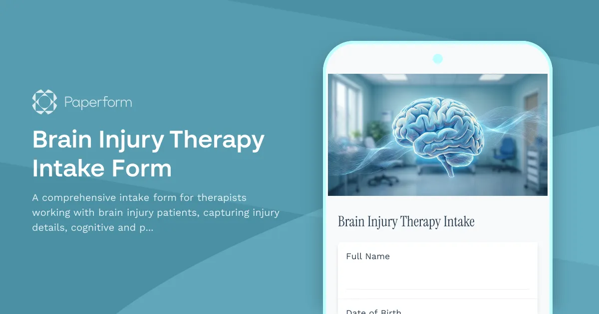 Brain Injury Therapy Intake Form