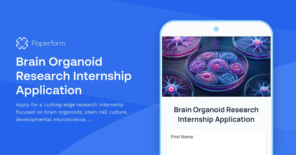 Brain Organoid Research Internship Application