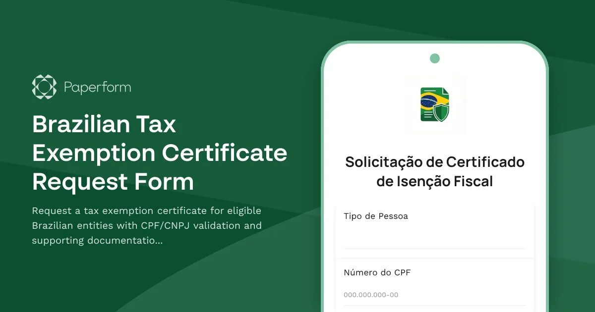 Brazilian Tax Exemption Certificate Request Form