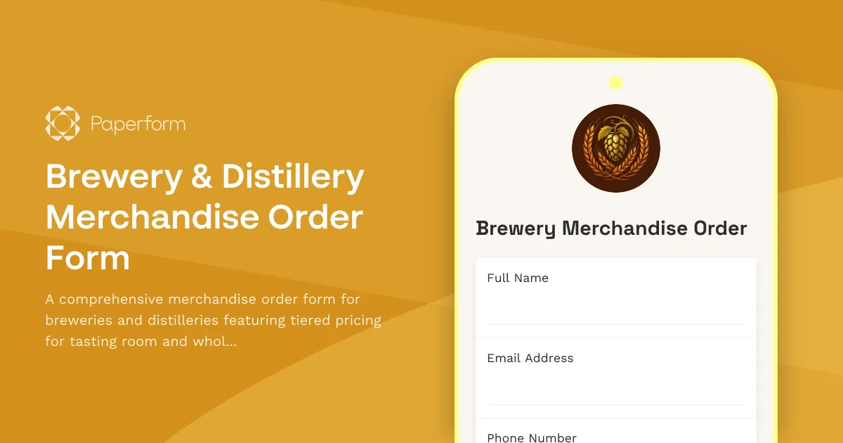 Brewery & Distillery Merchandise Order Form