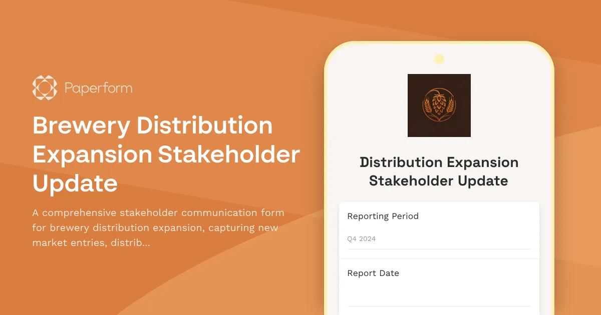 Brewery Distribution Expansion Stakeholder Update