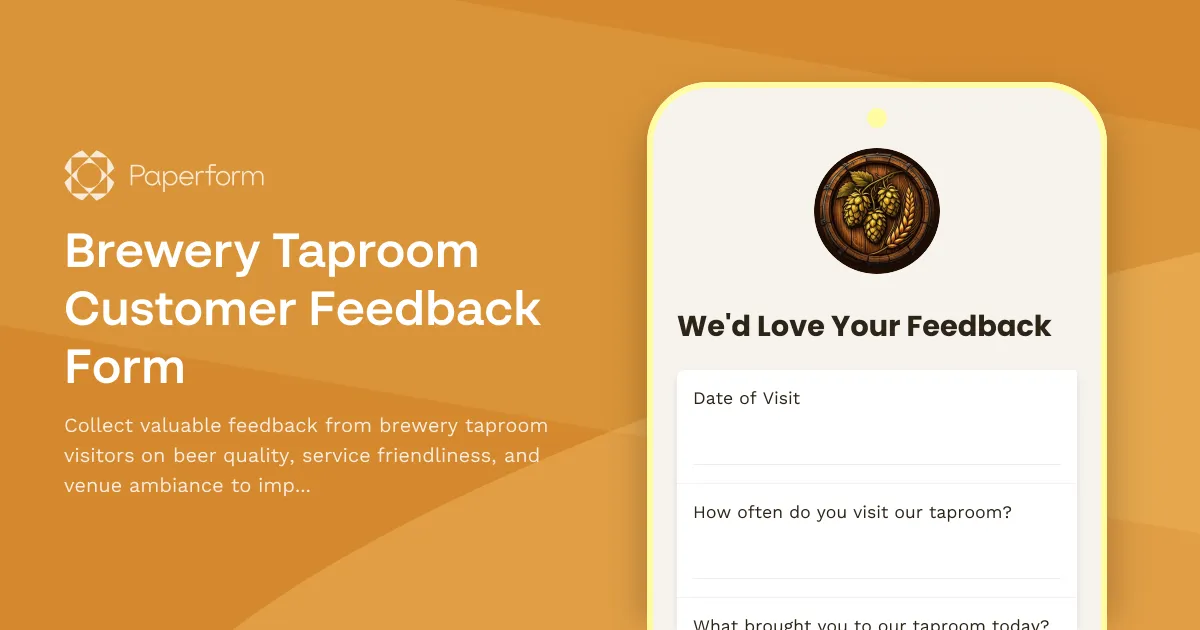 Brewery Taproom Customer Feedback Form