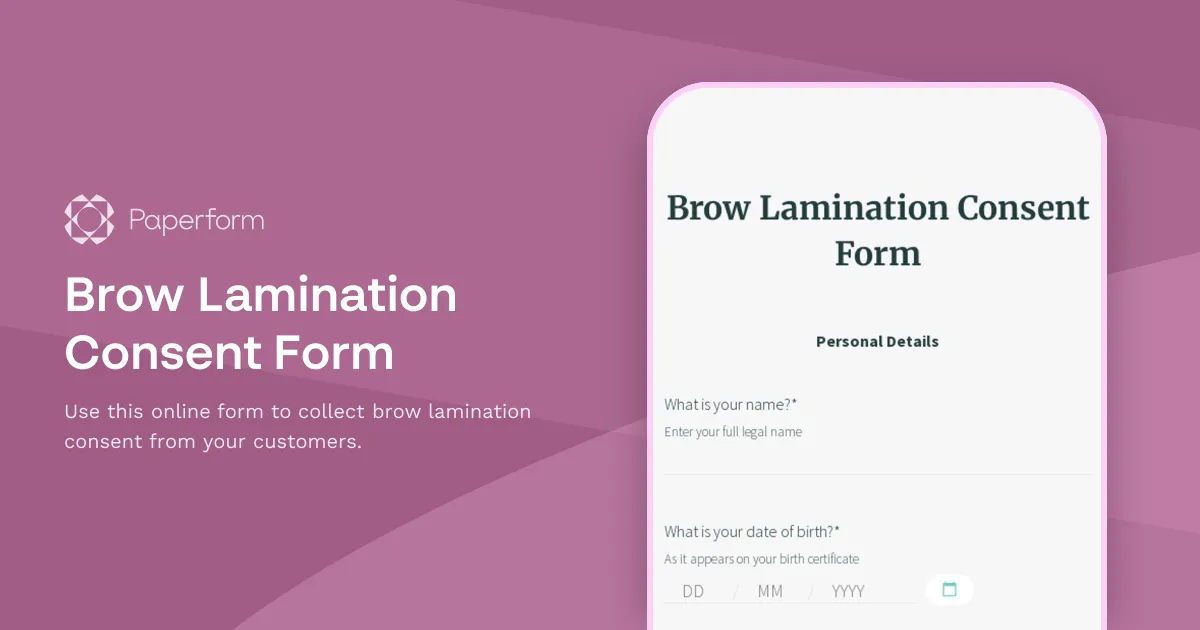 Brow Lamination Consent Form