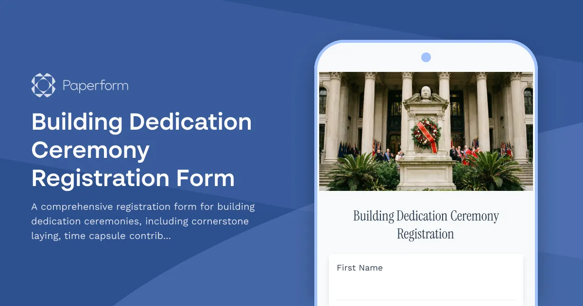 Building Dedication Ceremony Registration Form