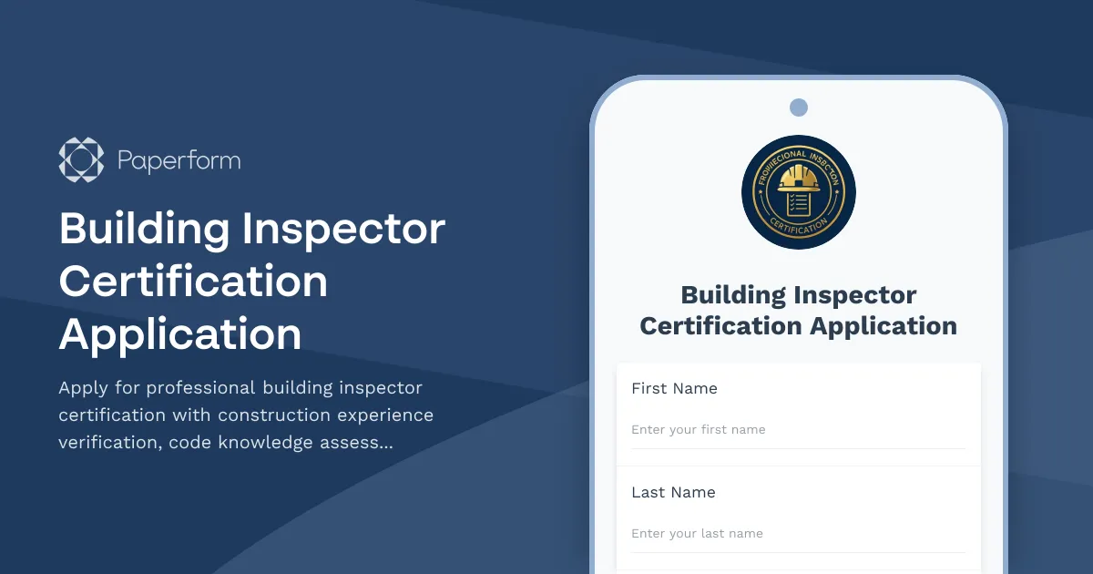 Building Inspector Certification Application