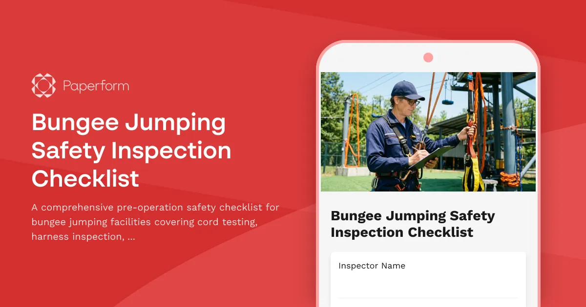 Bungee Jumping Safety Inspection Checklist