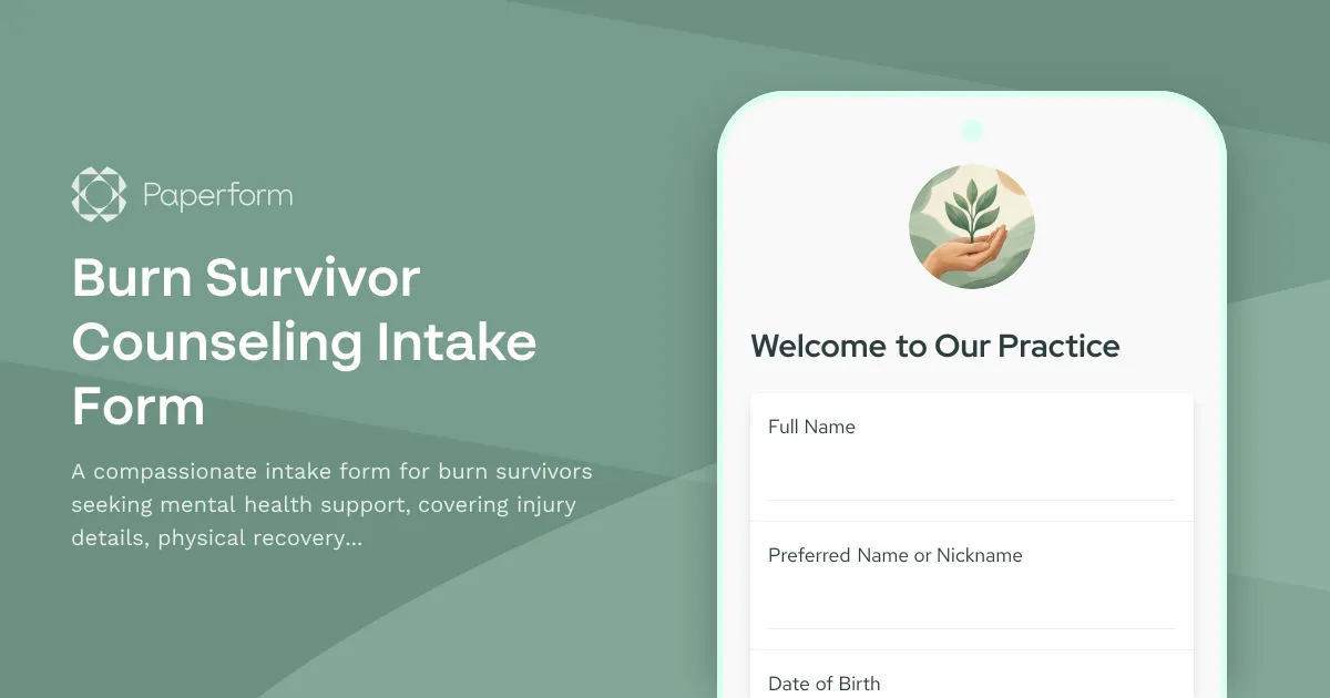 Burn Survivor Counseling Intake Form