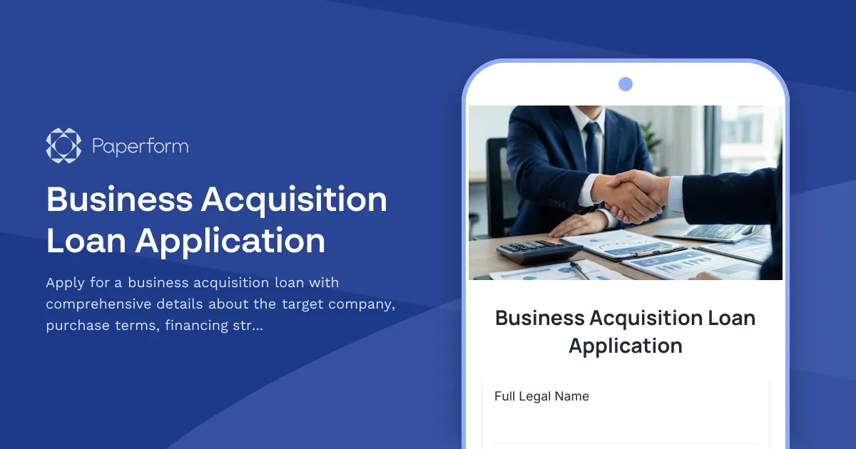 Business Acquisition Loan Application