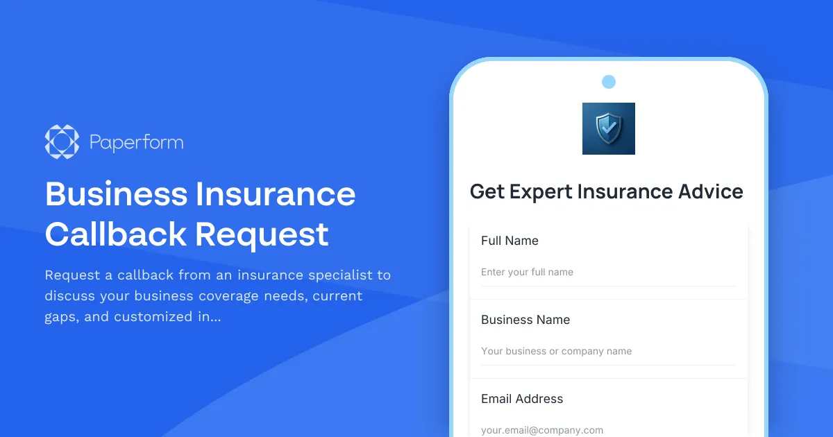 Business Insurance Callback Request