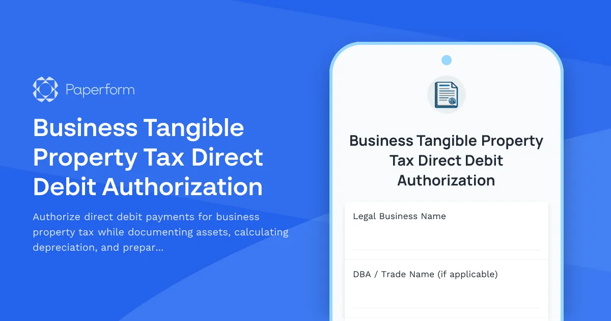 Business Tangible Property Tax Direct Debit Authorization