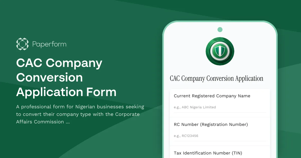 CAC Company Conversion Application Form