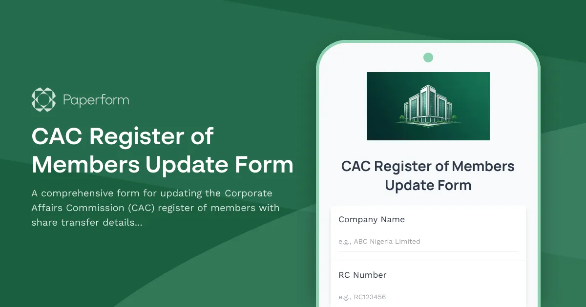 CAC Register of Members Update Form