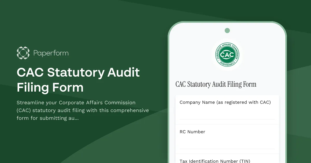 CAC Statutory Audit Filing Form