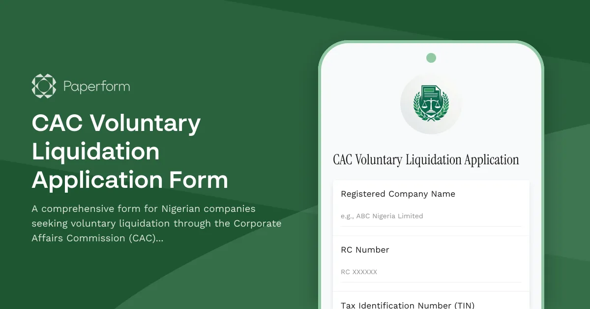 CAC Voluntary Liquidation Application Form