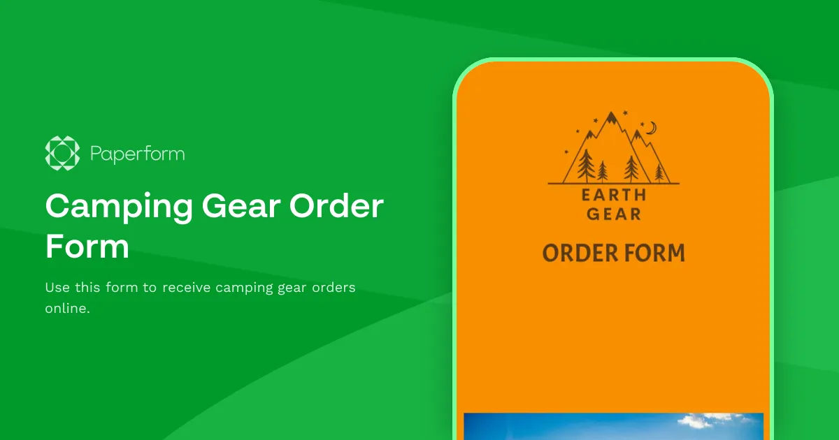 Camping Gear Order Form