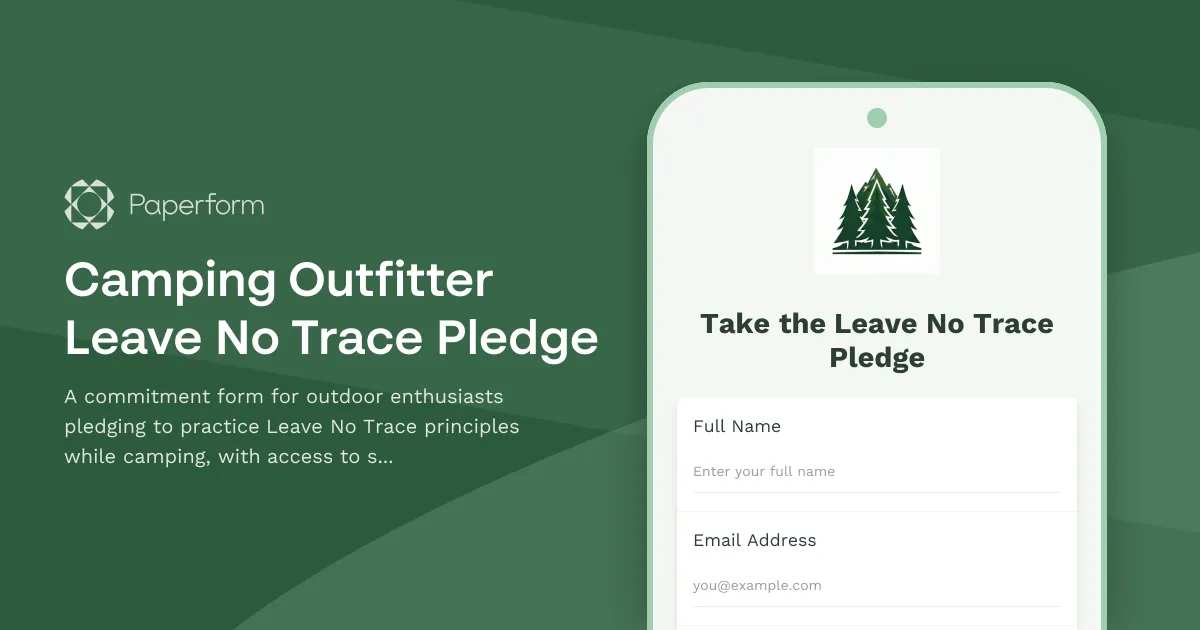 Camping Outfitter Leave No Trace Pledge