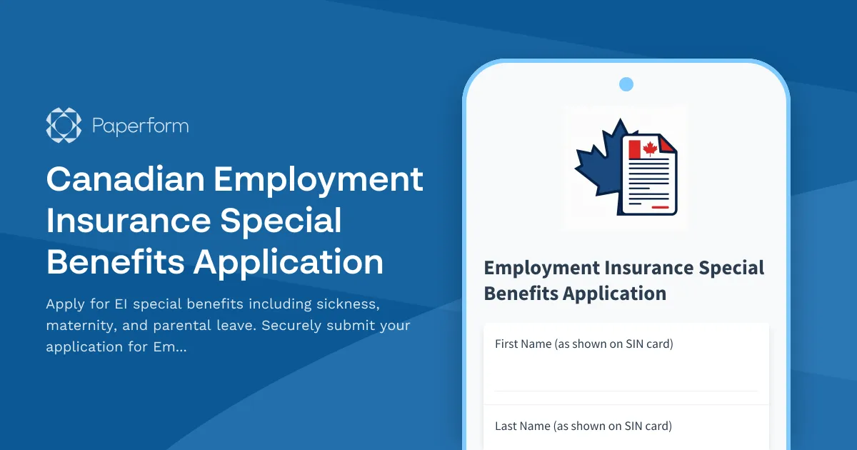 Canadian Employment Insurance Special Benefits Application