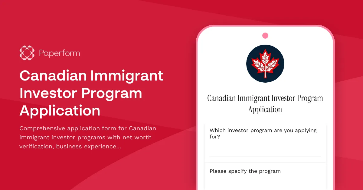 Canadian Immigrant Investor Program Application