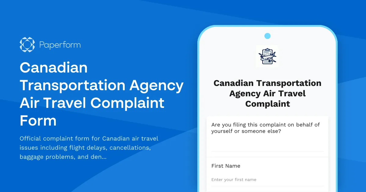 Canadian Transportation Agency Air Travel Complaint Form