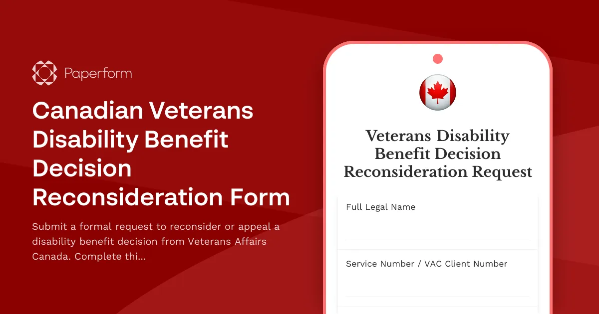 Canadian Veterans Disability Benefit Decision Reconsideration Form