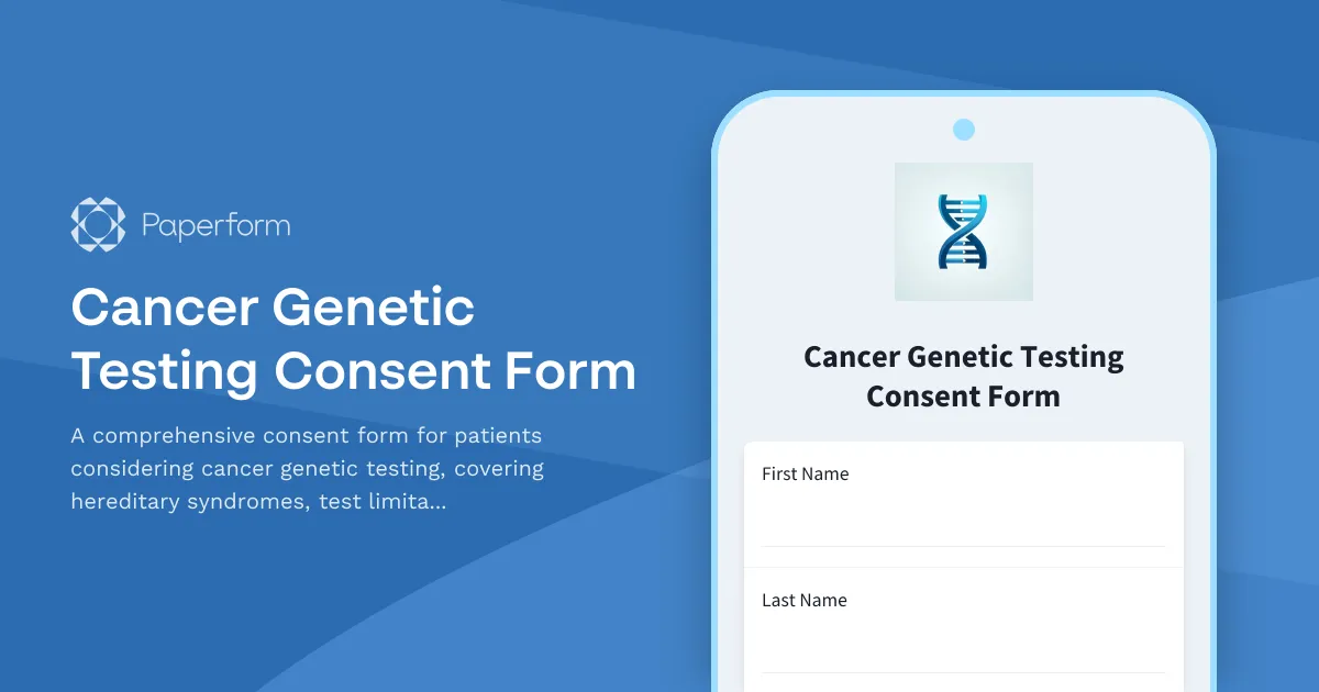 Cancer Genetic Testing Consent Form