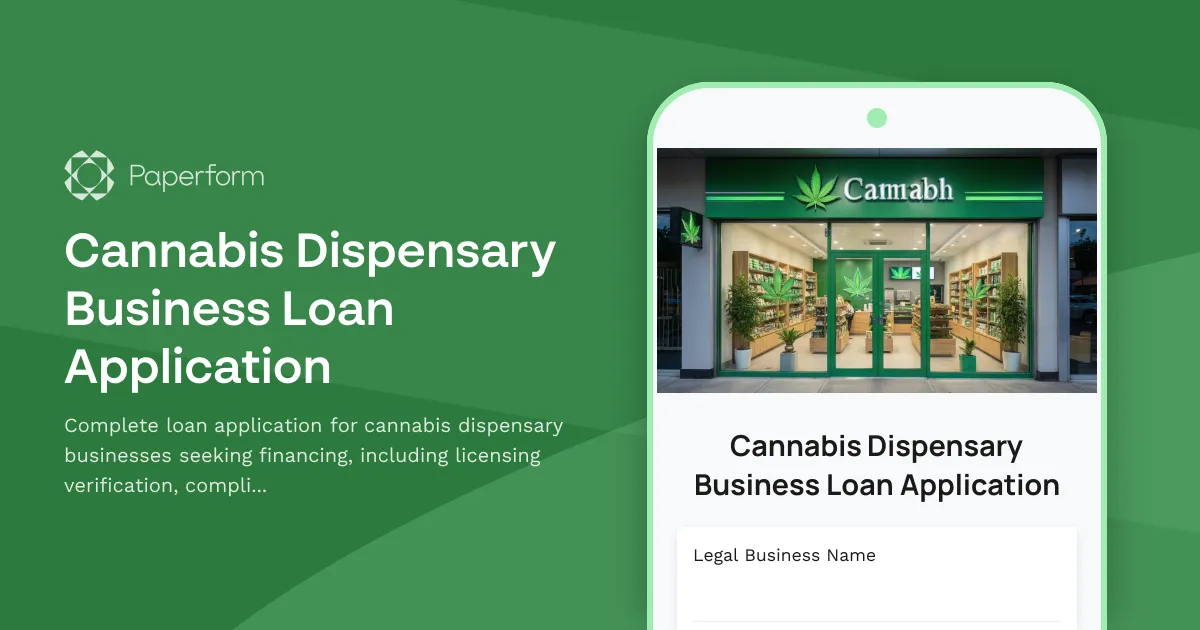 Cannabis Dispensary Business Loan Application