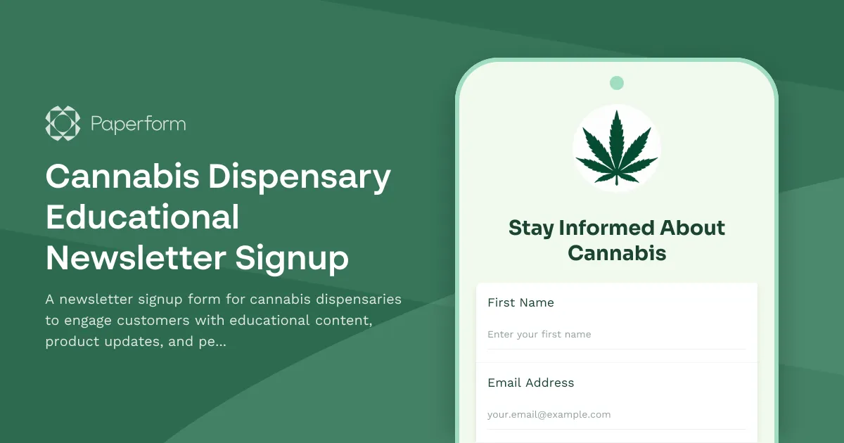 Cannabis Dispensary Educational Newsletter Signup