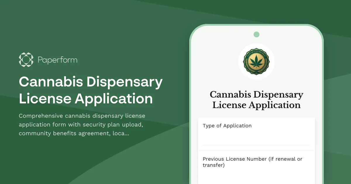 Cannabis Dispensary License Application
