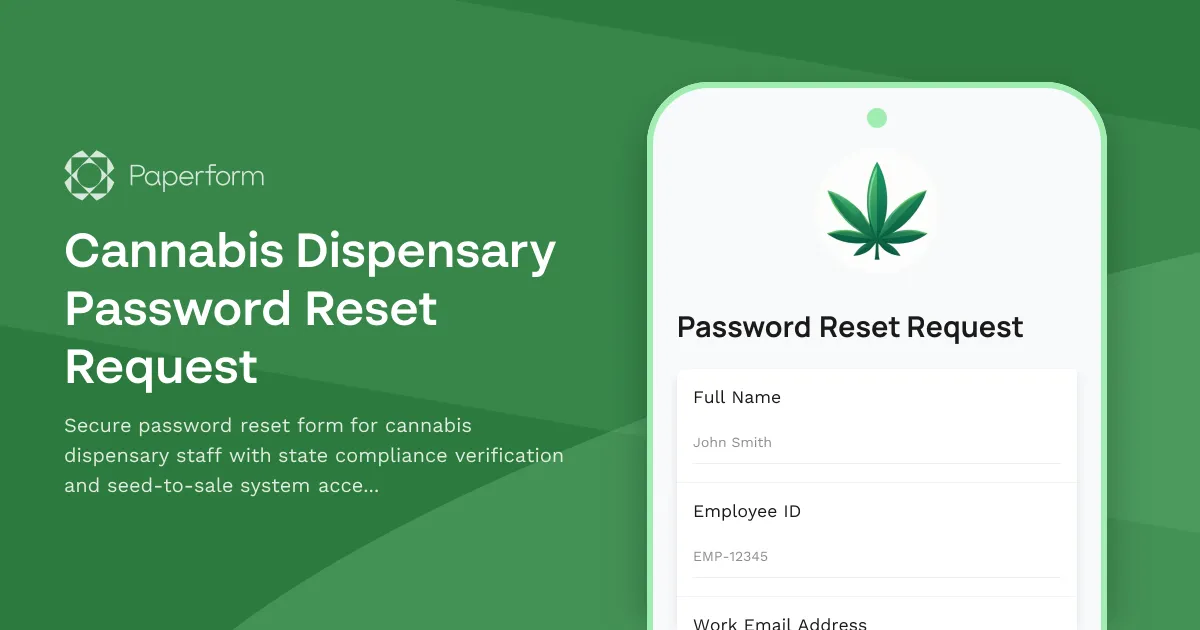 Cannabis Dispensary Password Reset Request