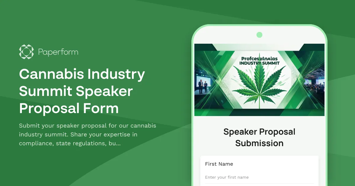 Cannabis Industry Summit Speaker Proposal Form