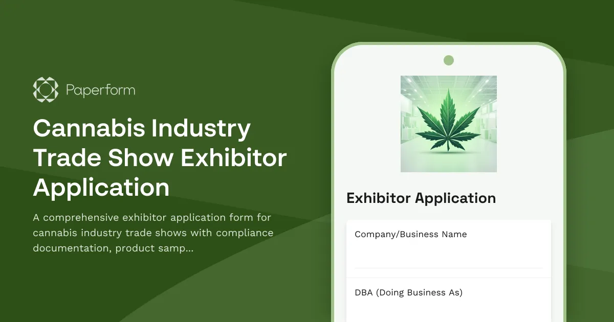 Cannabis Industry Trade Show Exhibitor Application