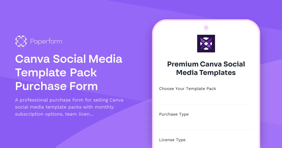 Canva Social Media Template Pack Purchase Form