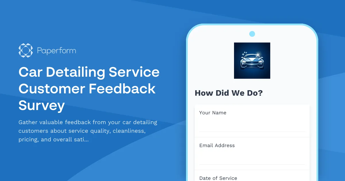 Car Detailing Service Customer Feedback Survey