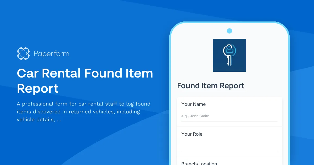 Car Rental Found Item Report
