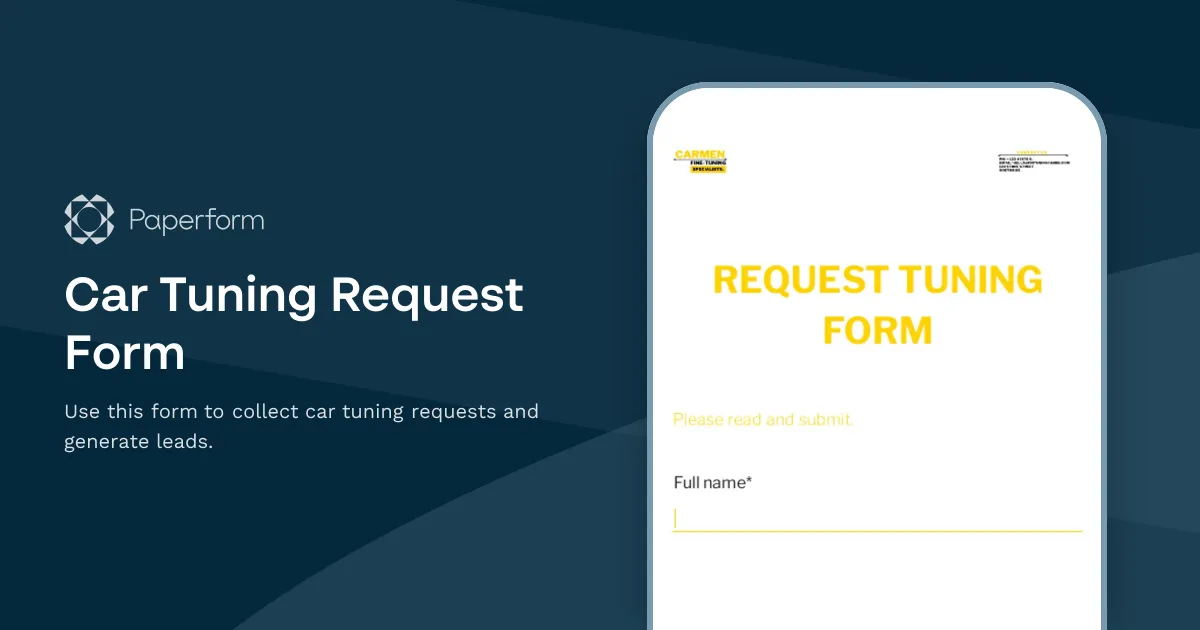 Car Tuning Request Form