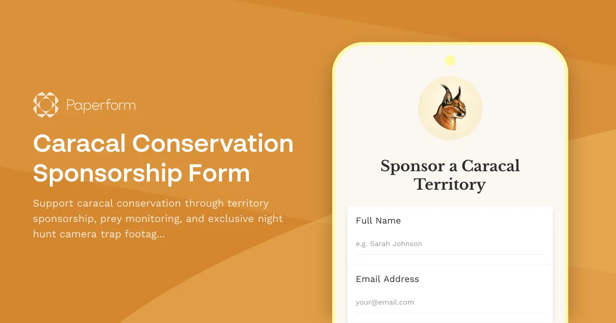 Caracal Conservation Sponsorship Form