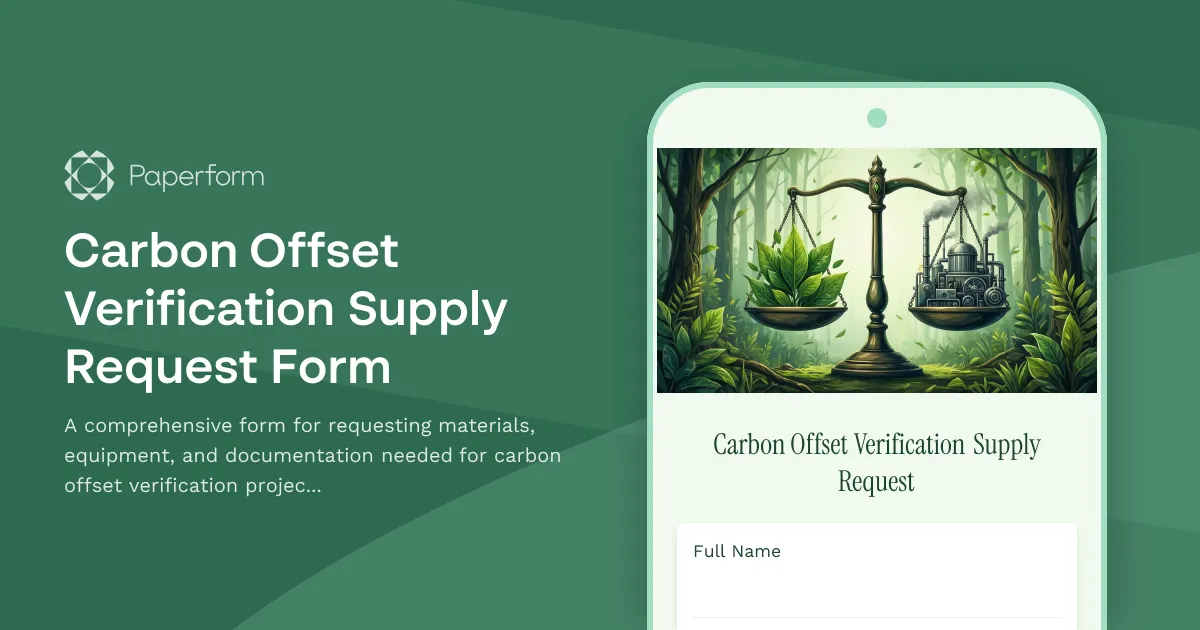 Carbon Offset Verification Supply Request Form