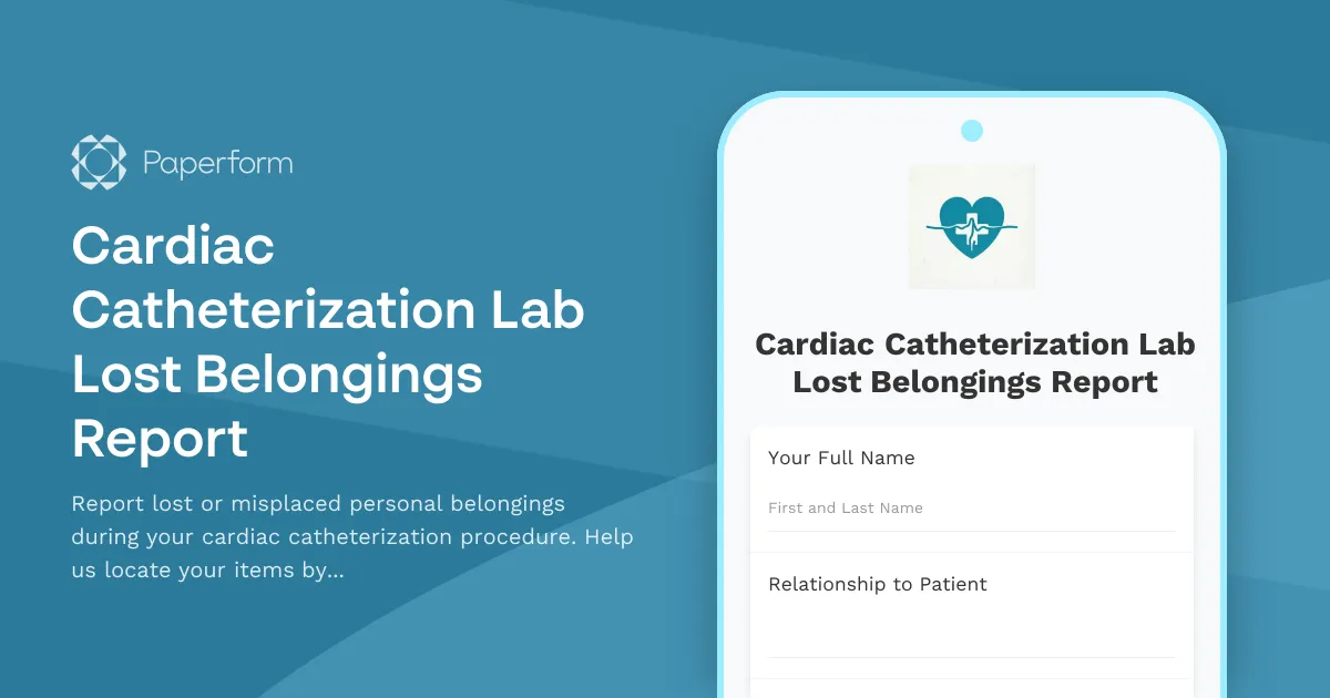 Cardiac Catheterization Lab Lost Belongings Report