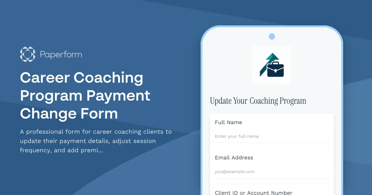 Career Coaching Program Payment Change Form