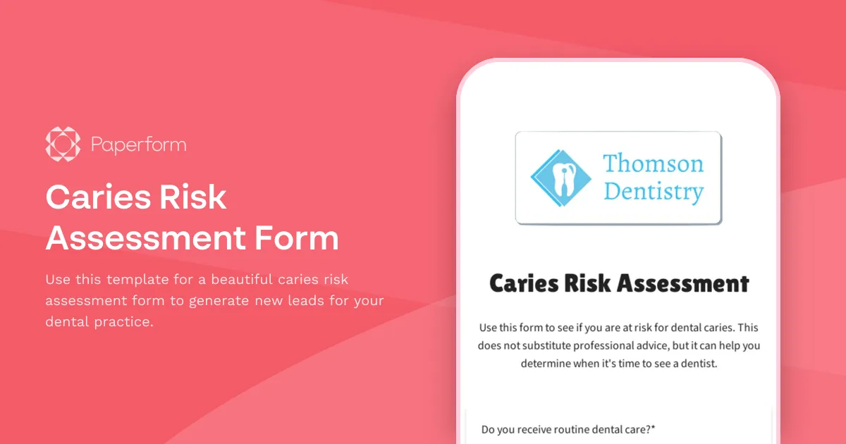 Caries Risk Assessment Form
