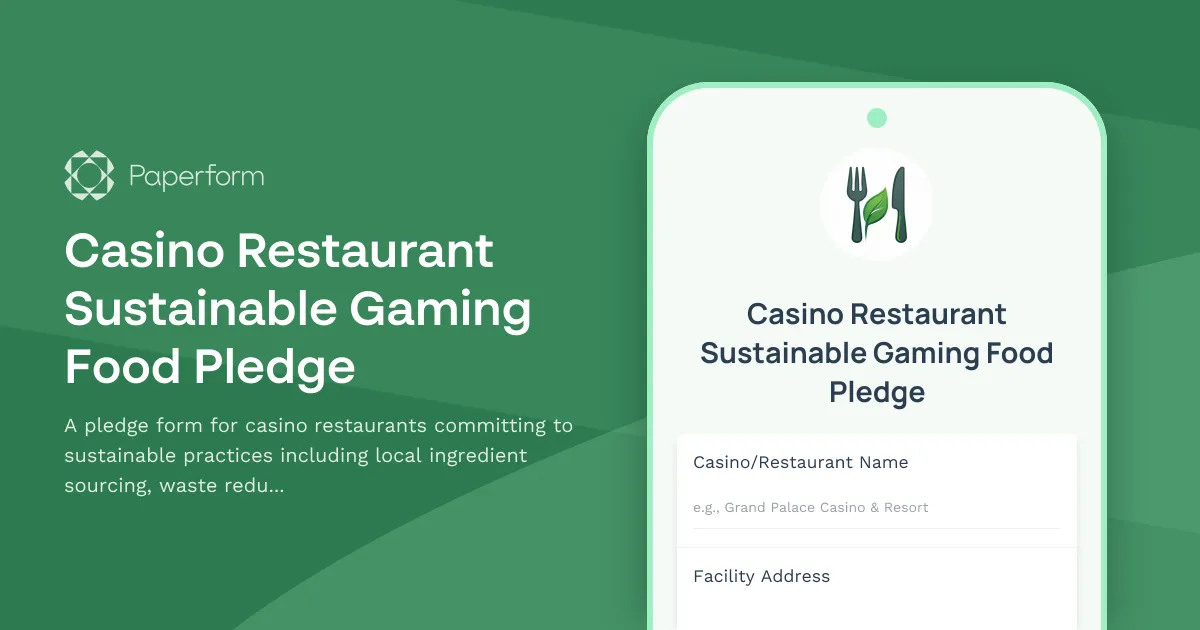 Casino Restaurant Sustainable Gaming Food Pledge