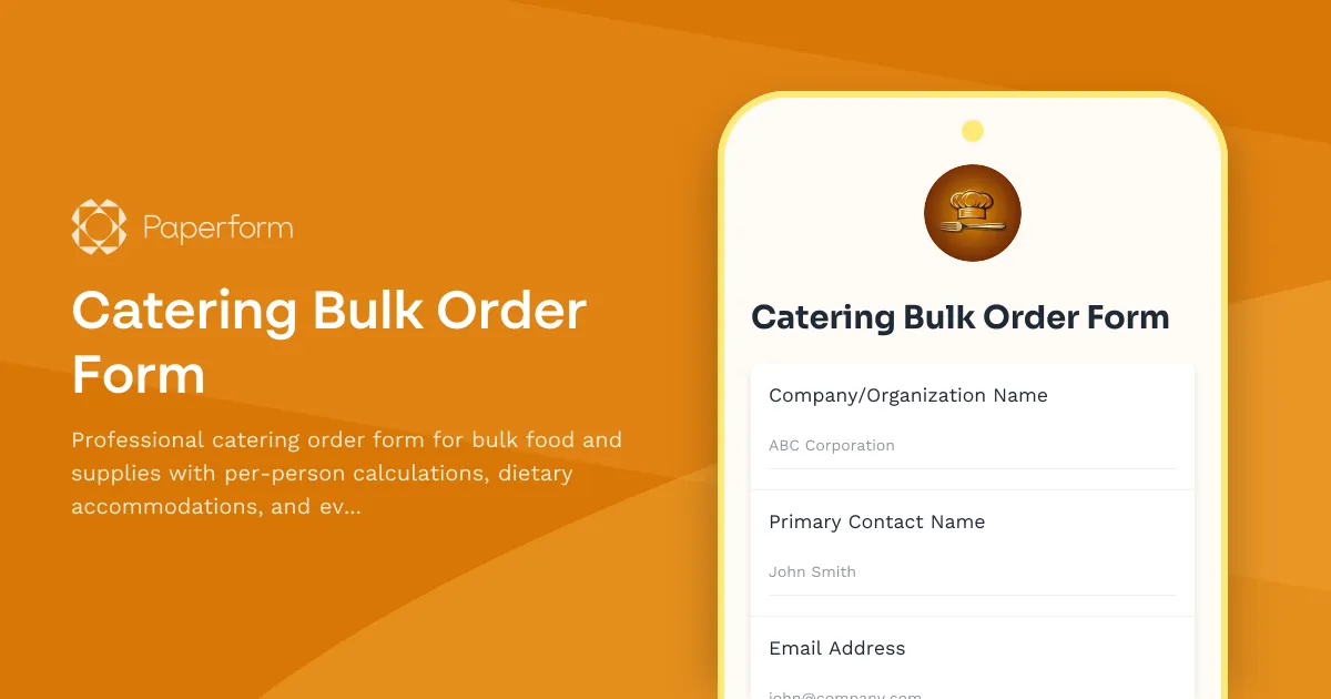 Catering Bulk Order Form