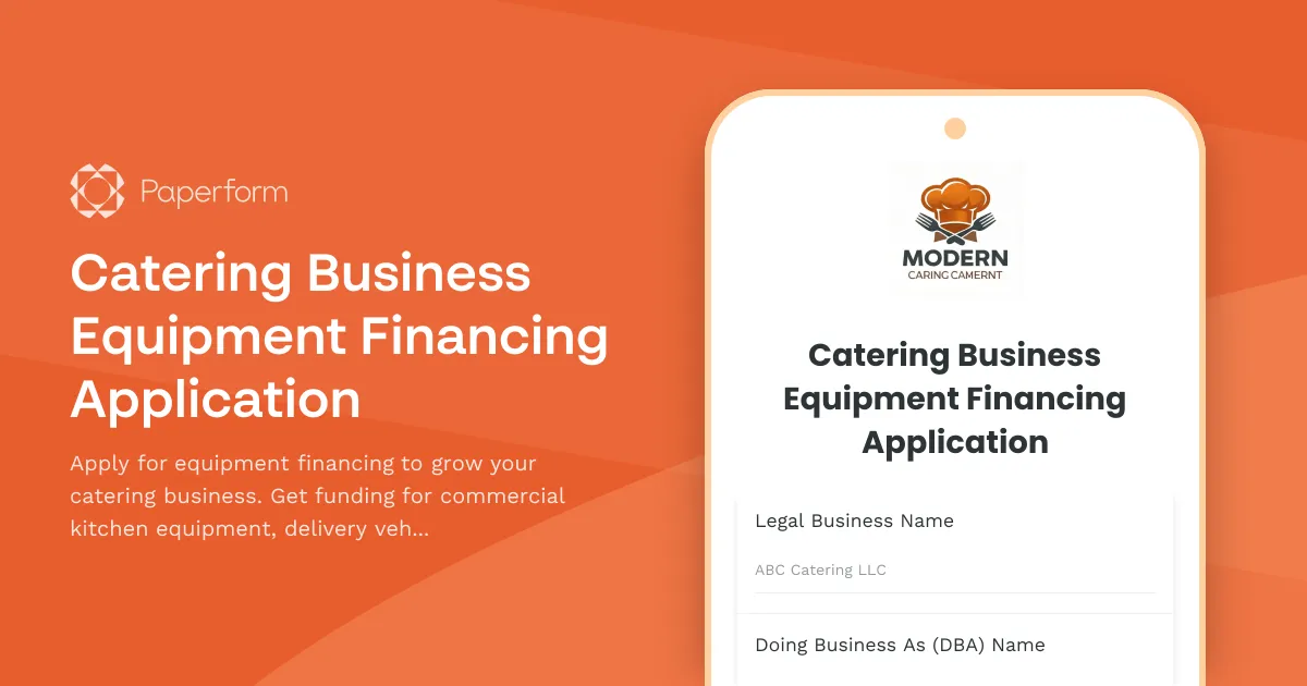Catering Business Equipment Financing Application
