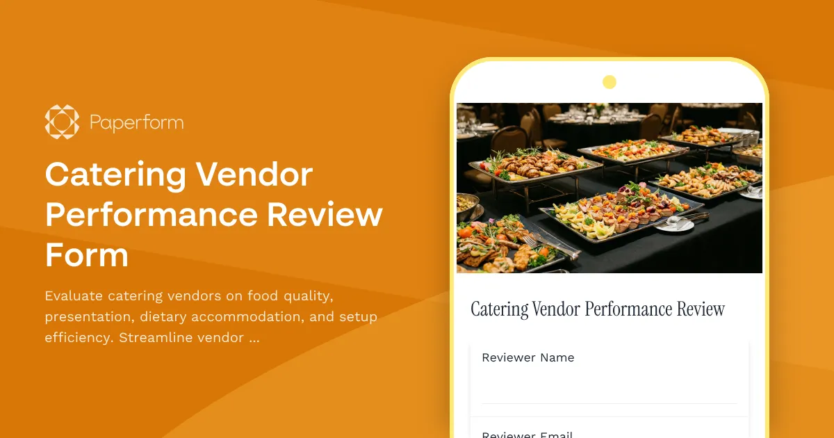 Catering Vendor Performance Review Form
