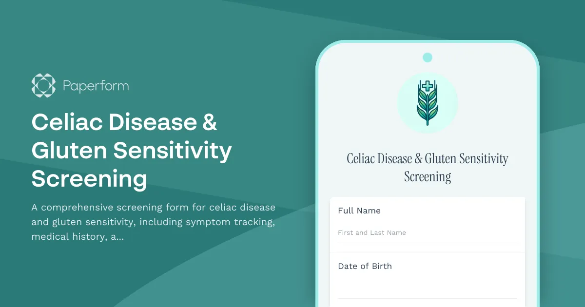 Celiac Disease & Gluten Sensitivity Screening