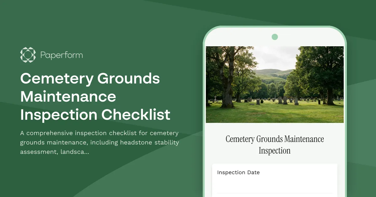 Cemetery Grounds Maintenance Inspection Checklist