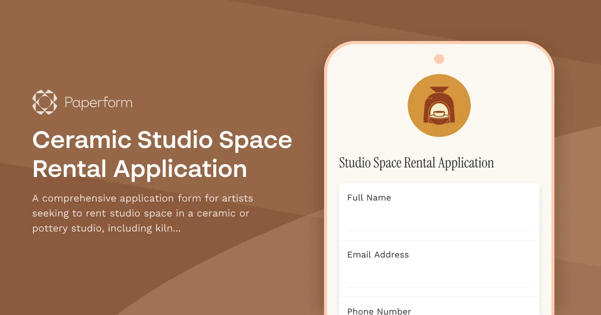 Ceramic Studio Space Rental Application
